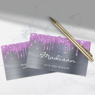 Carte De Visite Parties scintillant violet moderne liste d'essai