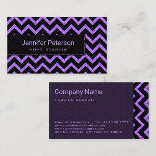 Carte De Visite Parties scintillant violet noir Chevron