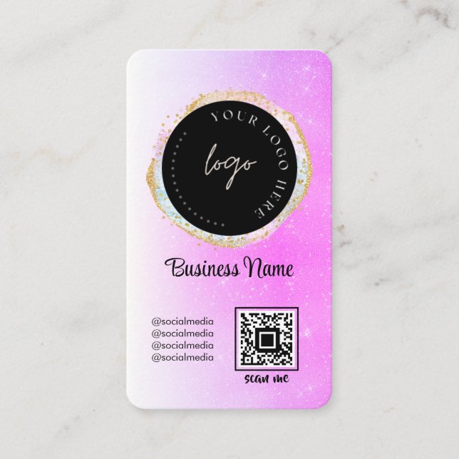 Carte De Visite Parties scintillant violette Feminin Social Media  (Devant)