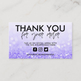 Carte De Visite Parties scintillant violette Merci de salon tendan