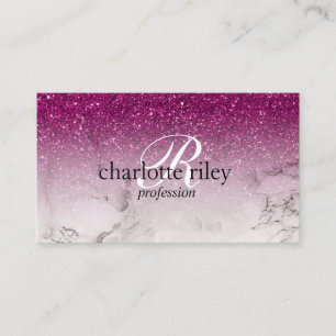 Carte De Visite Parties scintillant violette Ombre Monogramme Marb