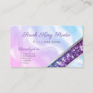 Carte De Visite Parties scintillant violette Pastel Pink Blue Ombr