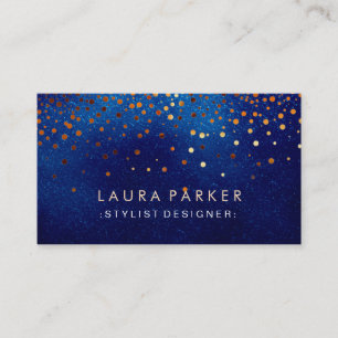 Carte De Visite Parties scintillant vive bleu Confetti Ciel élégan