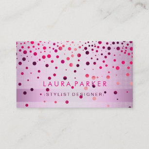 Carte De Visite Parties scintillant vive rose Confetti Lin Élégant