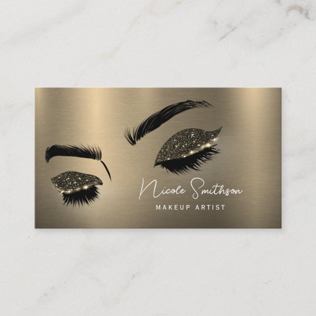 Carte De Visite Parties scintillant Yeux brossé Métal maquillage A (Devant)
