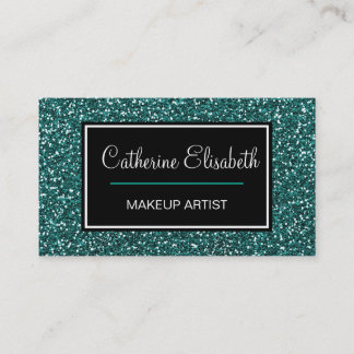 Carte De Visite Parties scintillantes bleues turquoises, Girly,