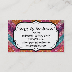 Carte De Visite Parties scintillantes Chevron Teal orange pourpre