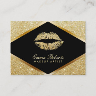 Carte De Visite Parties scintillantes chics d'or de lèvres de
