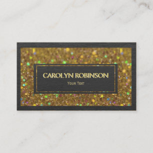 Carte De Visite Parties scintillantes de Bokeh d'or avec le cuir