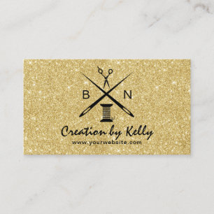 Carte De Visite Parties scintillantes de couture d'or de