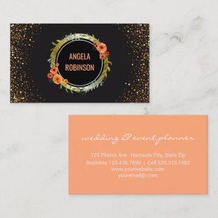 Carte De Visite Parties scintillantes florales chics d'or du