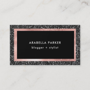 Carte De Visite Parties scintillantes noires de Faux et or rose