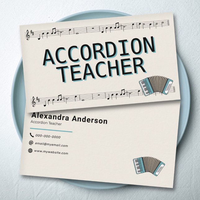 Carte De Visite Partition - Accordion enseignant (Sheet Music - Accordion Teacher Business Card)