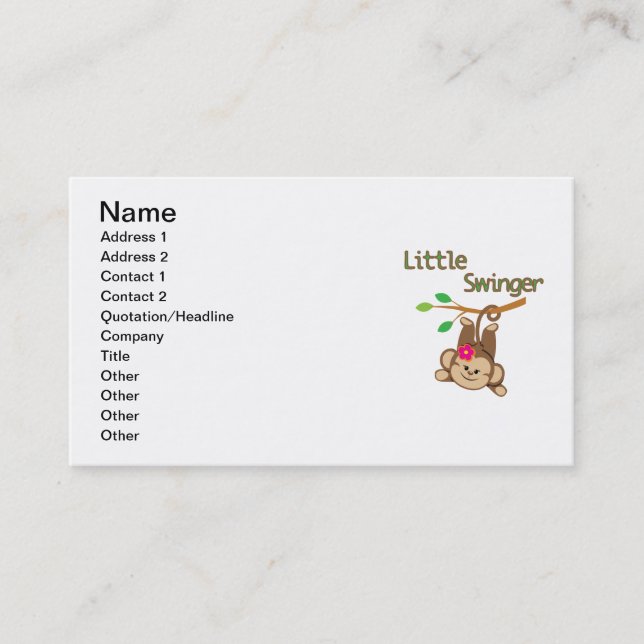 Carte De Visite Partouzeur de singe de fille petit (Devant)