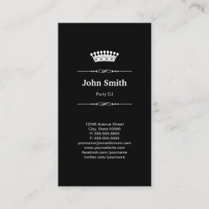 Carte De Visite Party DJ Simple Elegant Royal Crown