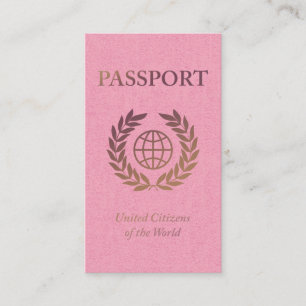 Carte De Visite passeport or et rose avec des liens vers les médi