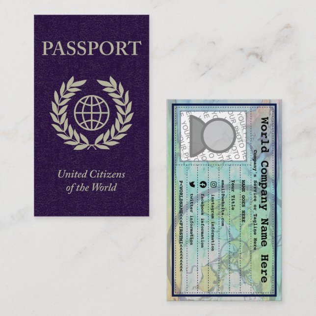 Carte De Visite passeport violet (Devant / Derrière)