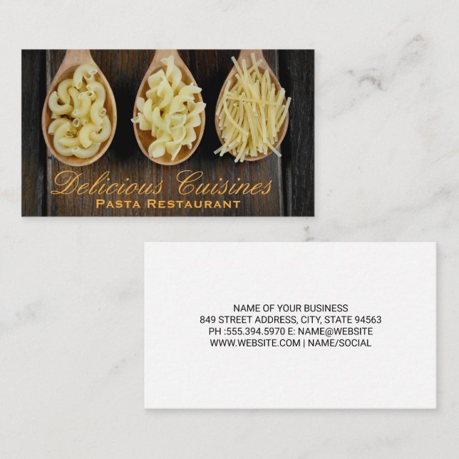 Carte De Visite Pastas sur cuillères (Devant / Derrière)