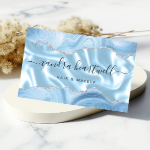 Carte De Visite Pastel Blue Agate Parties scintillant argent Luxe