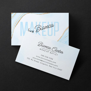 Carte De Visite Pastel Blue Gold Parties scintillant Agate Maquill
