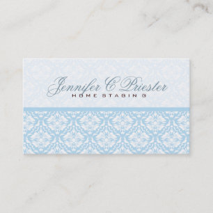 Carte De Visite Pastel Blue & White Vintage Floral Damas