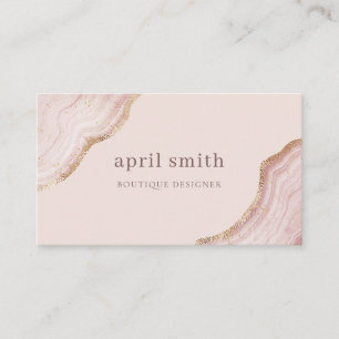 Carte De Visite Pastel Blush doux Rose Or Agate Marbre Texture