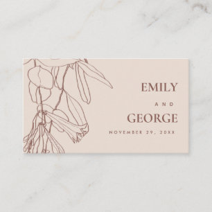 CARTE DE VISITE PASTEL BLUSH LINE DESSIN MARIAGE FLORAL