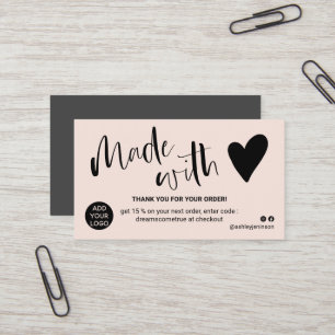 Carte De Visite Pastel blush merci fait avec amour