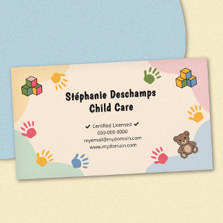 Carte De Visite Pastel Colors & Teddy Bear - Child Care
