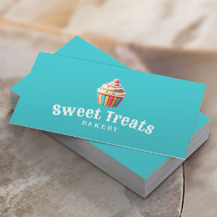 Carte De Visite Pastel Cupcake Sweet Bakery & Pastry Turquoise