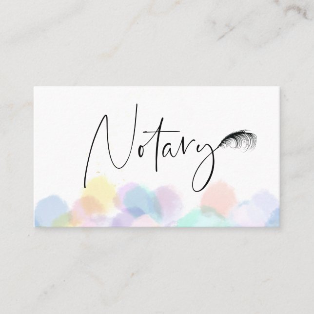 Carte De Visite *~* Pastel Feather NOTARY PHOTO Pen Signant Agent  (Devant)