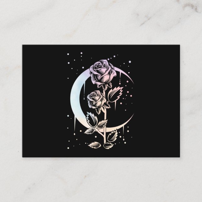 Carte De Visite Pastel Goth Moon Flower Witchy (Devant)