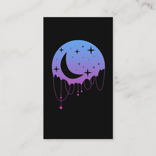 Carte De Visite Pastel Goth Moon Kawaii Aesthetic Stars Crescent (Devant)