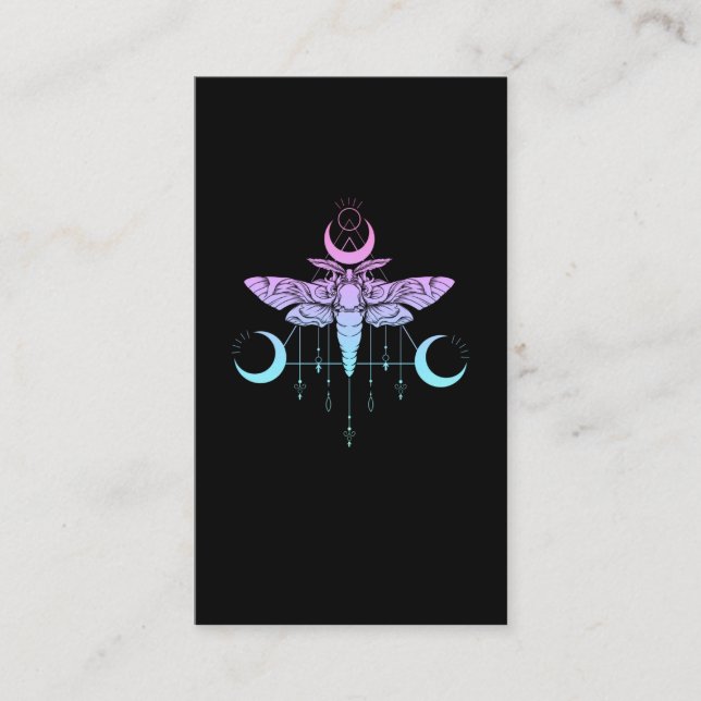 Carte De Visite Pastel Goth Moon Kawaii Moth esthétique (Devant)