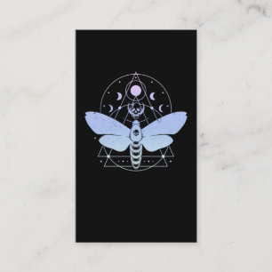 Carte De Visite Pastel Goth Moth Moon Wiccan Crescent Crâne