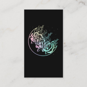 Carte De Visite Pastel Goth Rose Lune Croissant gothique Fleurs