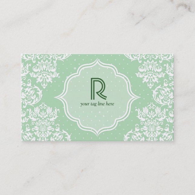 Carte De Visite Pastel Green Polka Dot & Modèle Floral (Devant)