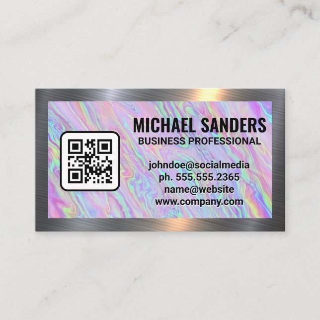 Carte De Visite Pastel Holographique Iridescgraphique | Bordure mé (Devant)