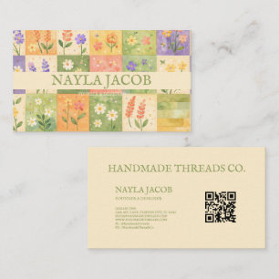 Carte De Visite Pastel joli vert violet patchwork quilt