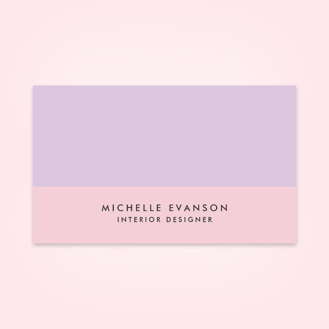 Carte De Visite Pastel Lavender Purple et rose Colorblock Simple (Créateur téléchargé)