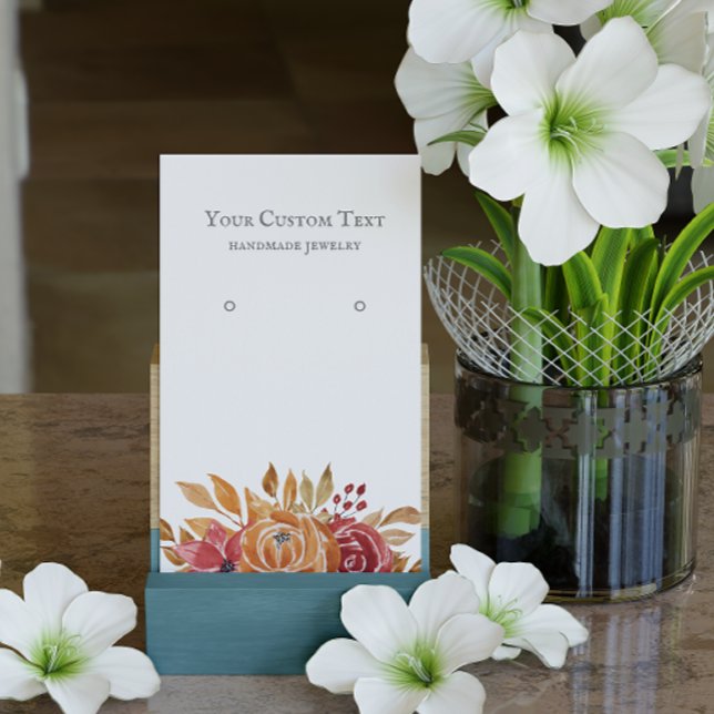 Carte De Visite Pastel Orange Autumn Flower Bijoux à oreille (Créateur téléchargé)