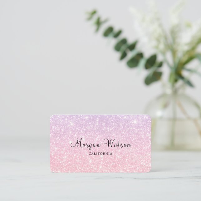 Carte De Visite Pastel Pink Blue Glitt   (Debout devant)