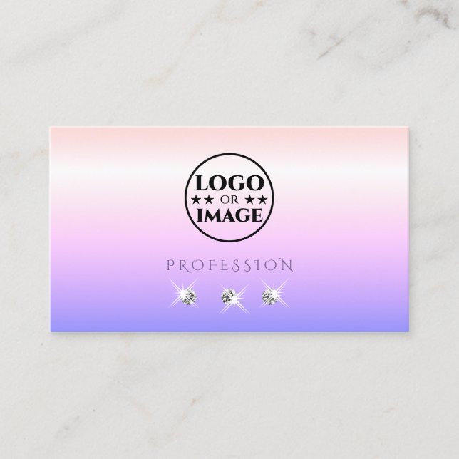 Carte De Visite Pastel Pink Blue Ombre Sparkling Diamonds Ajouter  (Devant)