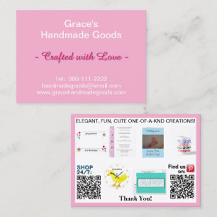 Carte De Visite Pastel Pink Business Photos QR Codes 3,5 x 2,5