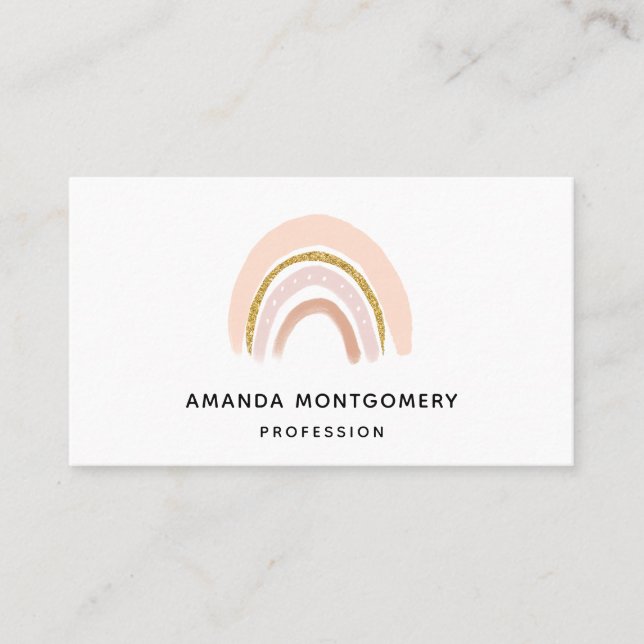 Carte De Visite Pastel Pink & Faux Parties scintillant Boho Arc-en (Devant)