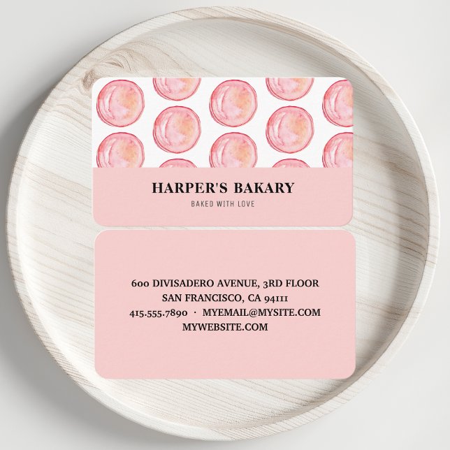 Carte De Visite Pastel Pink Macarons Professionnel Logo Busi (Créateur téléchargé)
