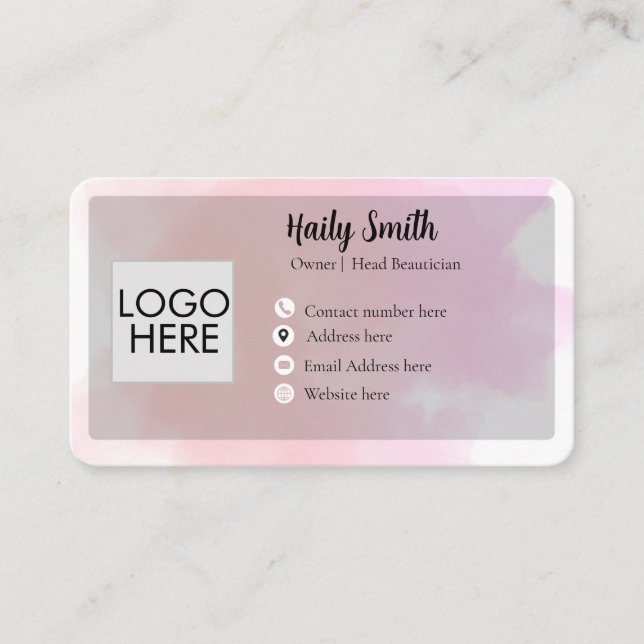 Carte De Visite Pastel Pink & Mauve Gradient Modern Business card (Devant)