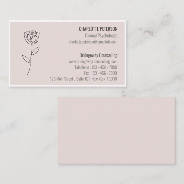 Carte De Visite Pastel Pink Psychologue & Conseiller (Devant / Derrière)