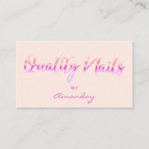 Carte De Visite Pastel Pink Qualité Clou Script QR Code Logo
