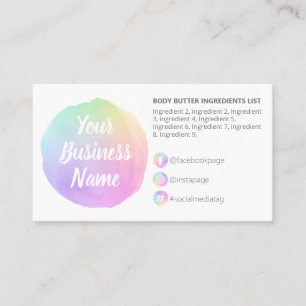 Carte De Visite Pastel Rainbow Sur Les Instructions Pour Les Ingré